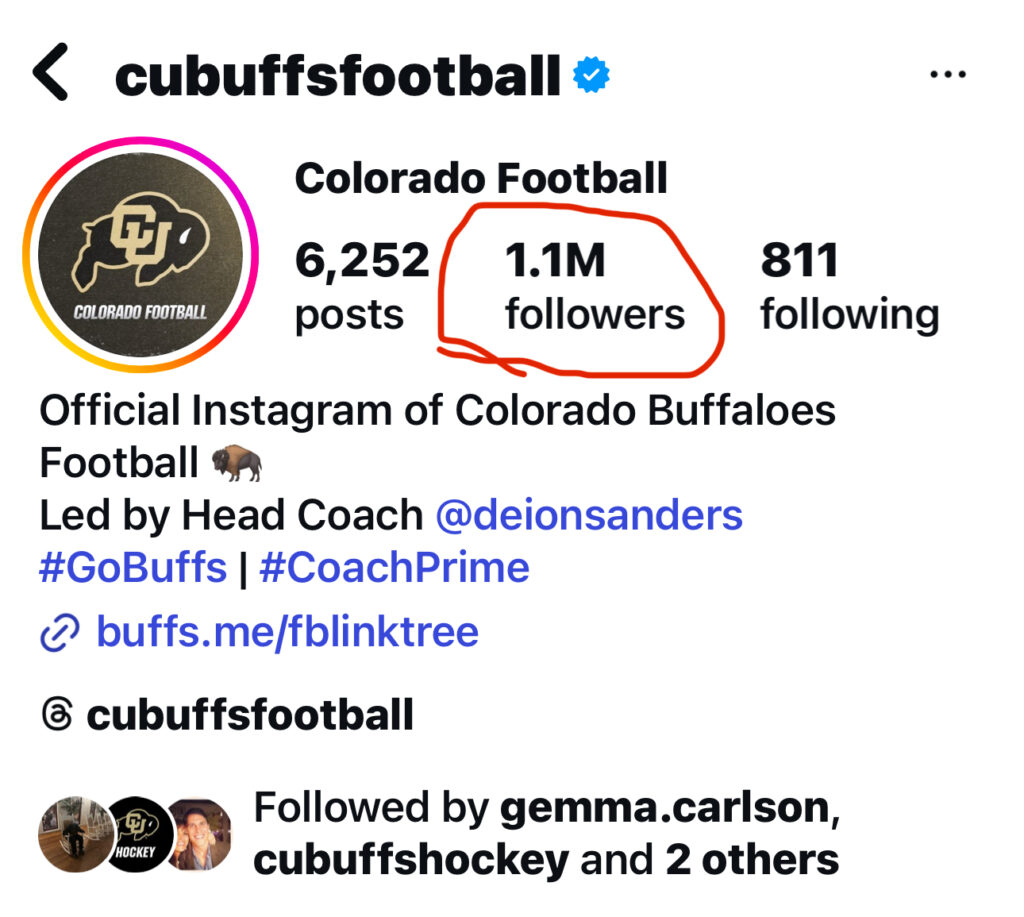 CU Buffs Instagram page